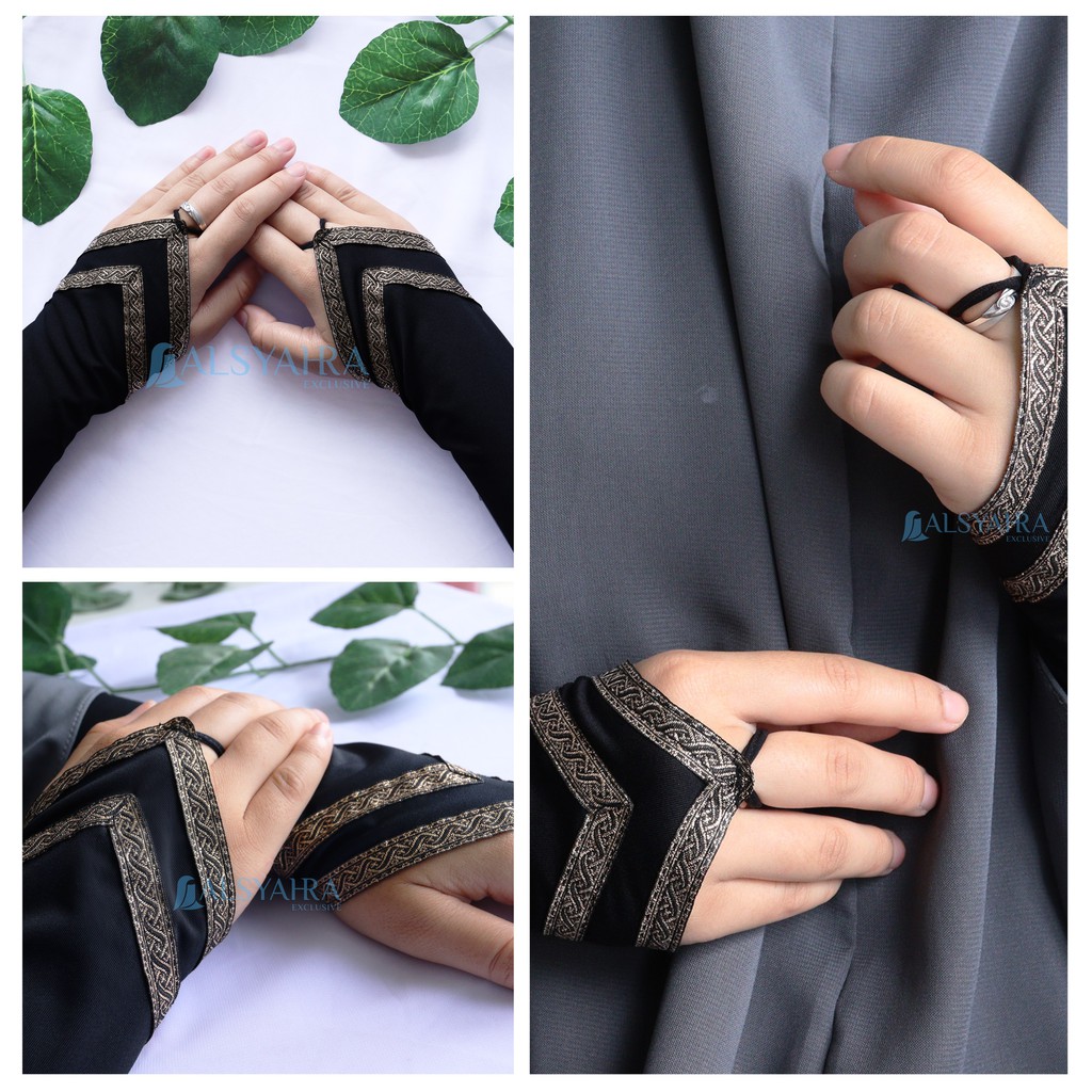 Alsyahra Exclusive - Handsock Cincin Manset Ring Motif Kiswah Duo Double Stripe