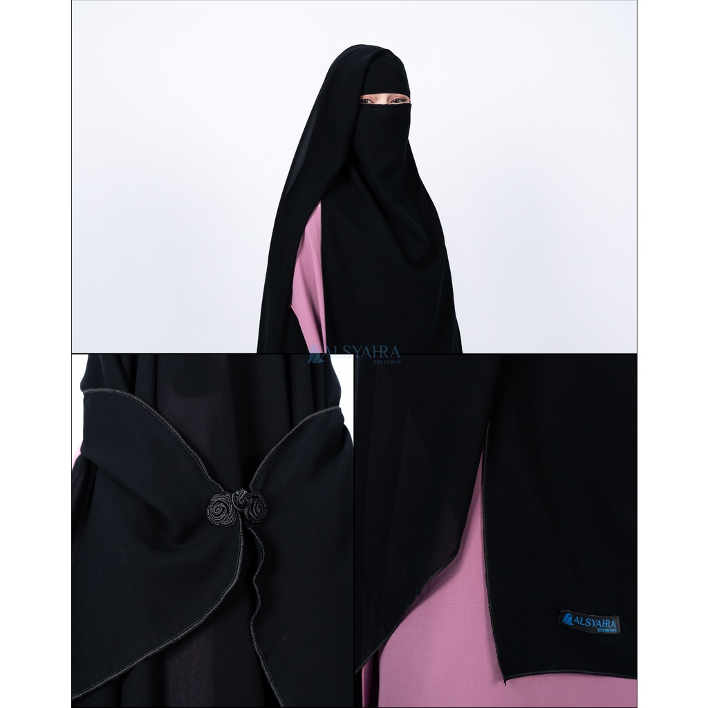 Alsyahra Exclusive - Long Niqab Haramain 2 Style Jetblack Arab
