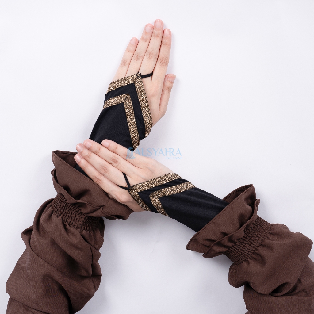 Alsyahra Exclusive - Handsock Cincin Manset Ring Motif Kiswah Duo Double Stripe