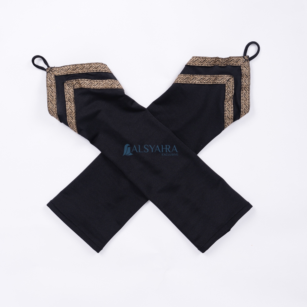Alsyahra Exclusive - Handsock Cincin Manset Ring Motif Kiswah Duo Double Stripe