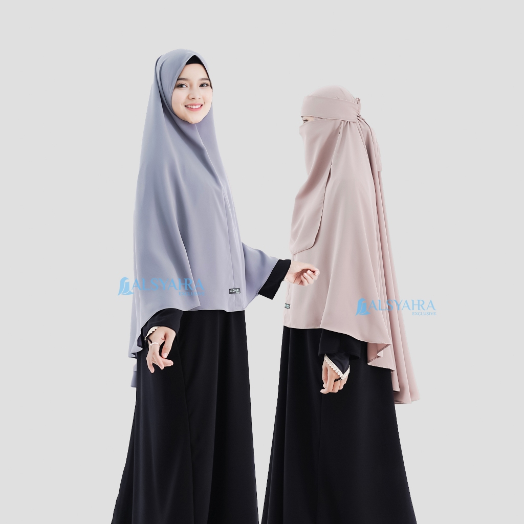 Alsyahra Exclusive - Set Khimar Syari NON Pad Niqab Bandana WF Premium