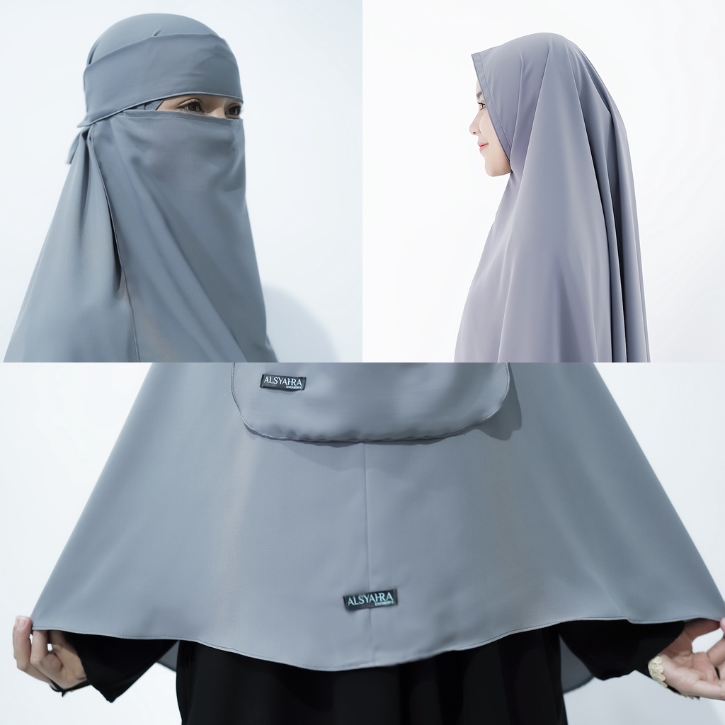 Alsyahra Exclusive - Set Khimar Syari NON Pad Niqab Bandana WF Premium