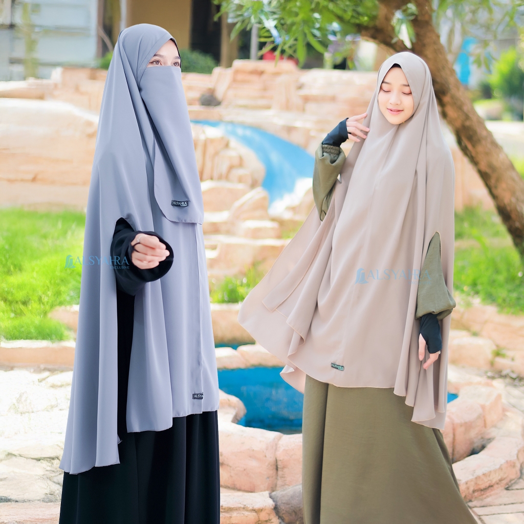Alsyahra Exclusive - Set Khimar Syari Handsplit Non Pad Cadar Tali WF Premium
