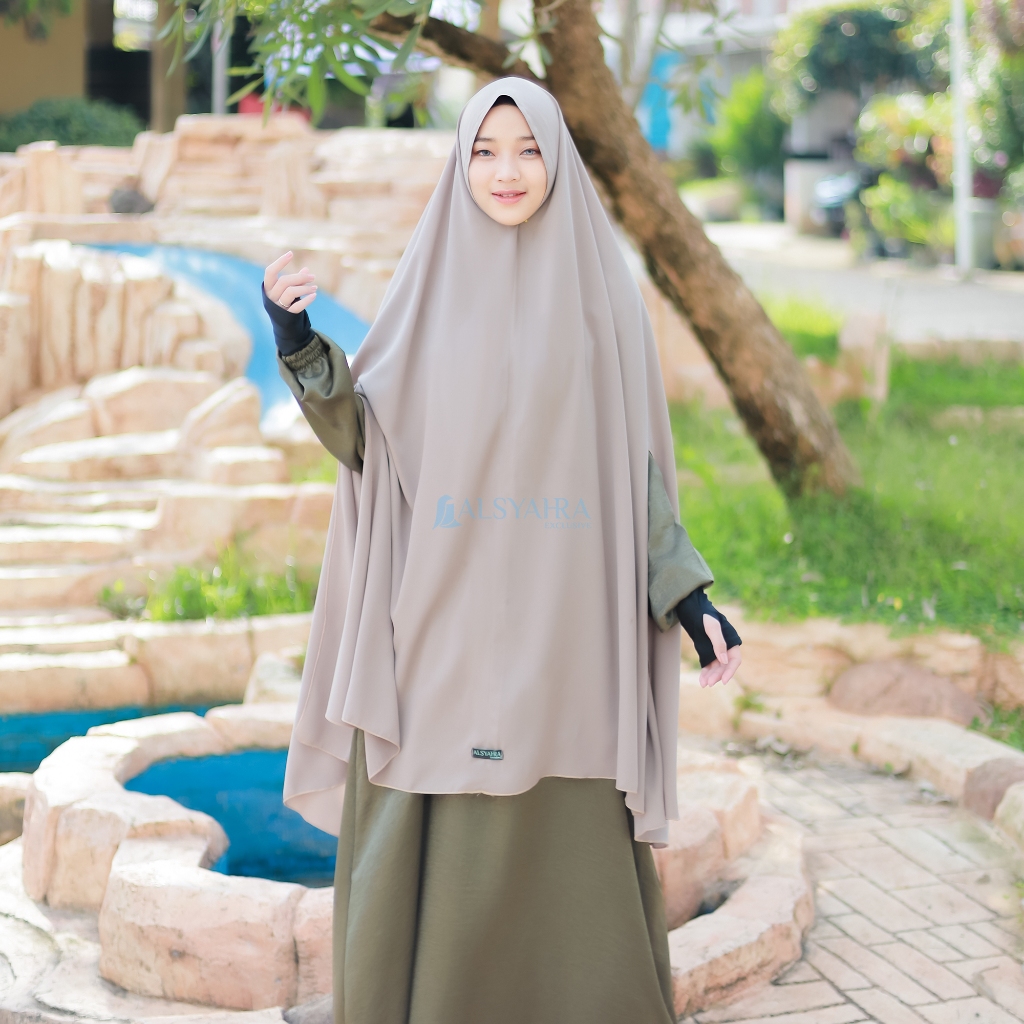 Alsyahra Exclusive - Set Khimar Syari Handsplit Non Pad Cadar Tali WF Premium