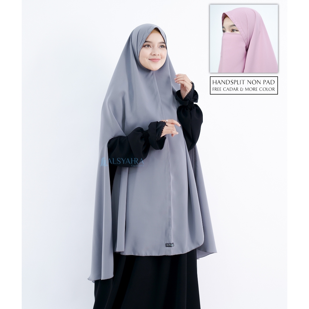 Alsyahra Exclusive - Set Khimar Syari Handsplit Non Pad Cadar Tali WF Premium