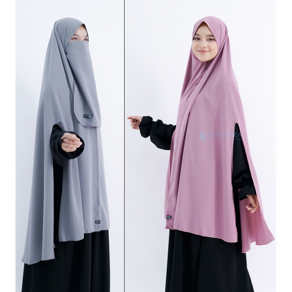 Alsyahra Exclusive - Set Khimar Syari Handsplit Non Pad Cadar Tali WF Premium