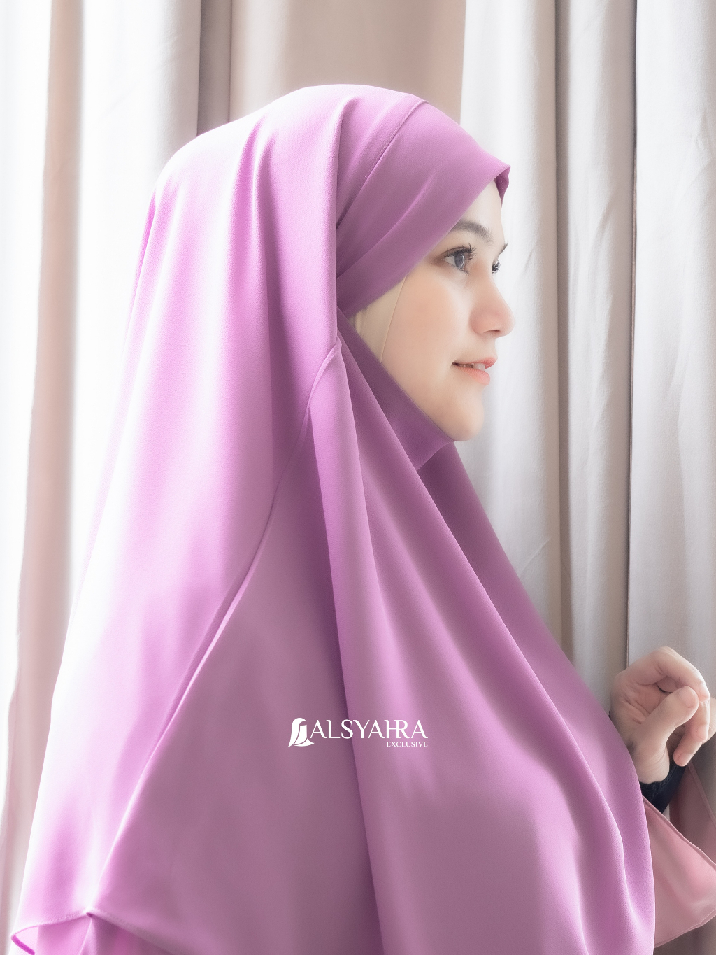 Alsyahra Exclusive - Khiban French Khimar Lancip V Ayumi Sifon Cerruti Premium Size L