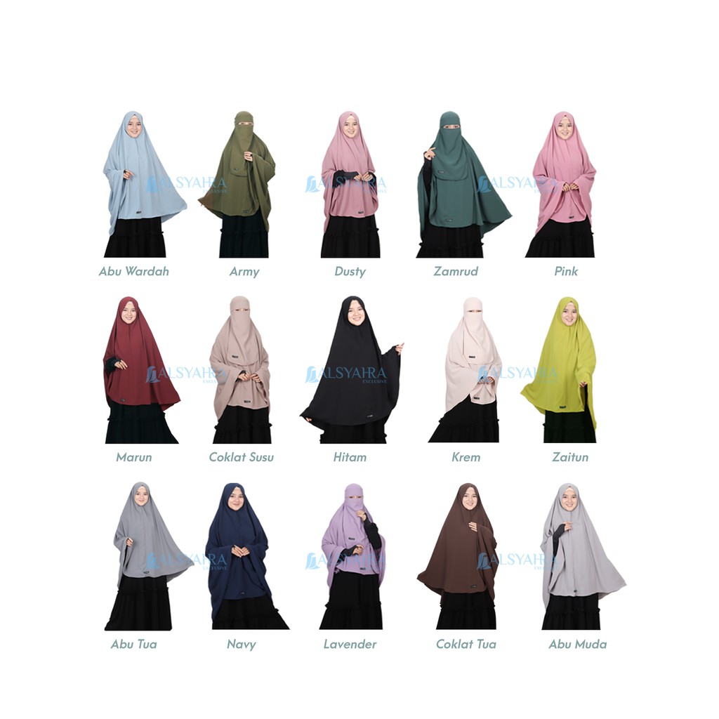 Alsyahra Exclusive - Set Khimar Syari Handsplit Non Pad Cadar Tali WF Premium