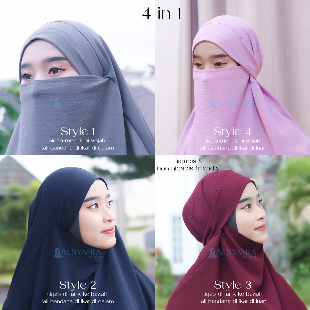 Alsyahra Exclusive - Khiban French Khimar Handless Fatimah Crinkle Airflow Premium Size L