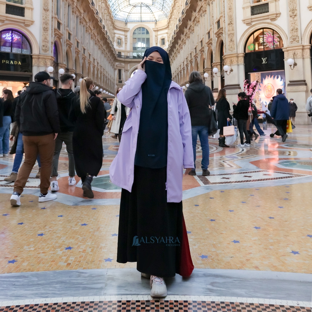 Alsyahra Exclusive - Khiban French Khimar Handless Fatimah Crinkle Airflow Premium Size L