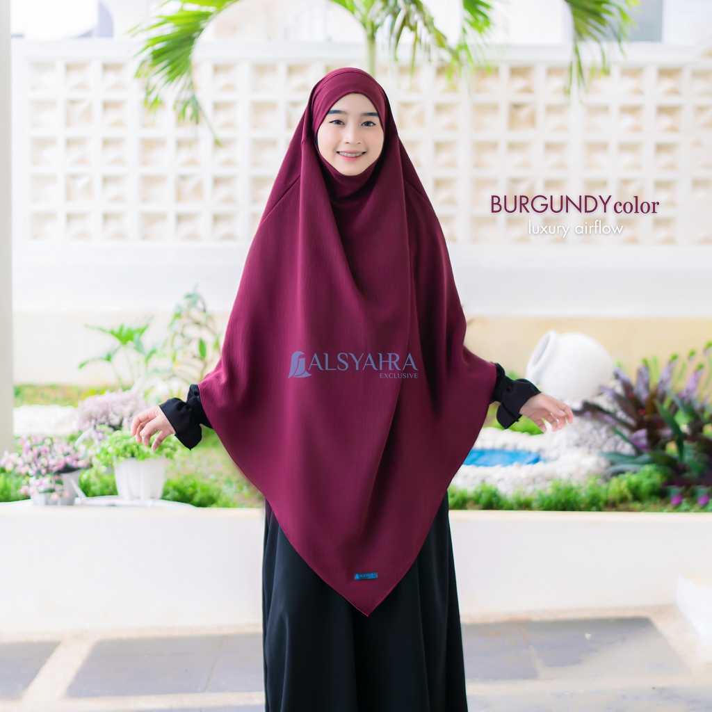 Alsyahra Exclusive - Khiban French Khimar Lancip V Ayumi Crinkle Airflow Premium Size XL
