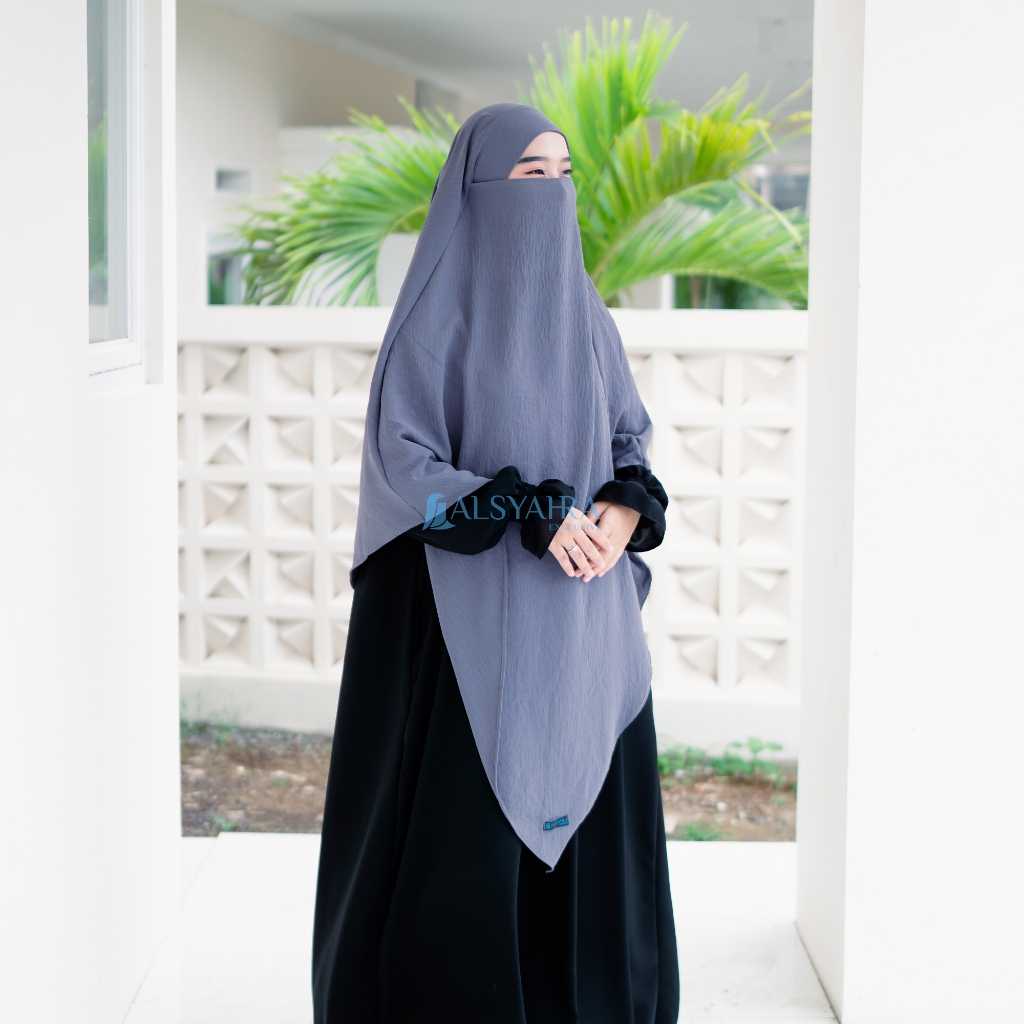 Alsyahra Exclusive - Khiban French Khimar Lancip V Ayumi Crinkle Airflow Premium Size XL