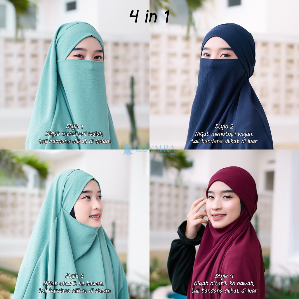 Alsyahra Exclusive - Khiban French Khimar Handless Fatimah Crinkle Airflow Premium Size XL