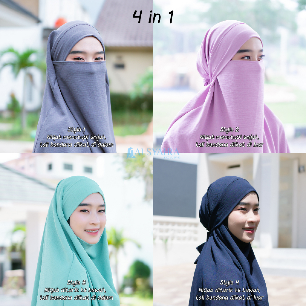 Alsyahra Exclusive - Khiban French Khimar Lancip V Ayumi Crinkle Airflow Premium Size XL