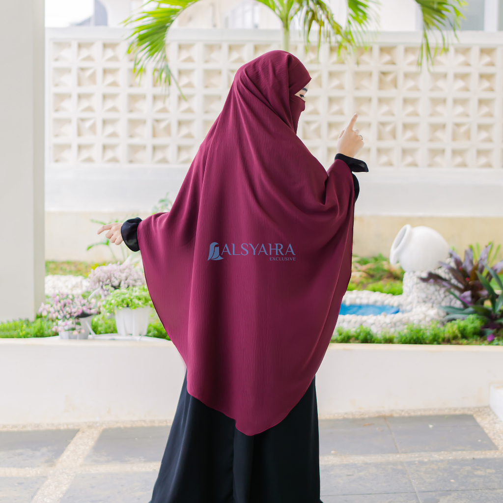 Alsyahra Exclusive - Khiban French Khimar Lancip V Ayumi Crinkle Airflow Premium Size XL