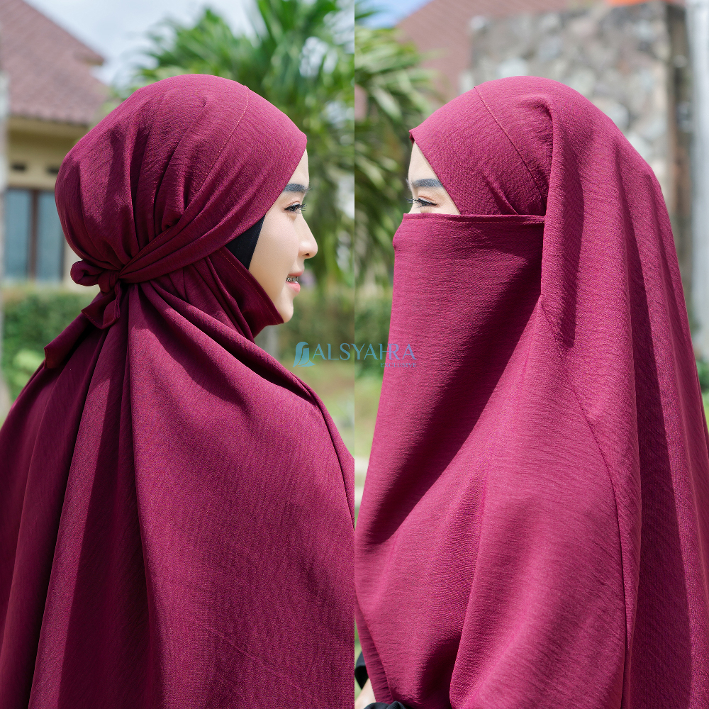 Alsyahra Exclusive - Khiban French Khimar Lancip V Ayumi Crinkle Airflow Premium Size XL