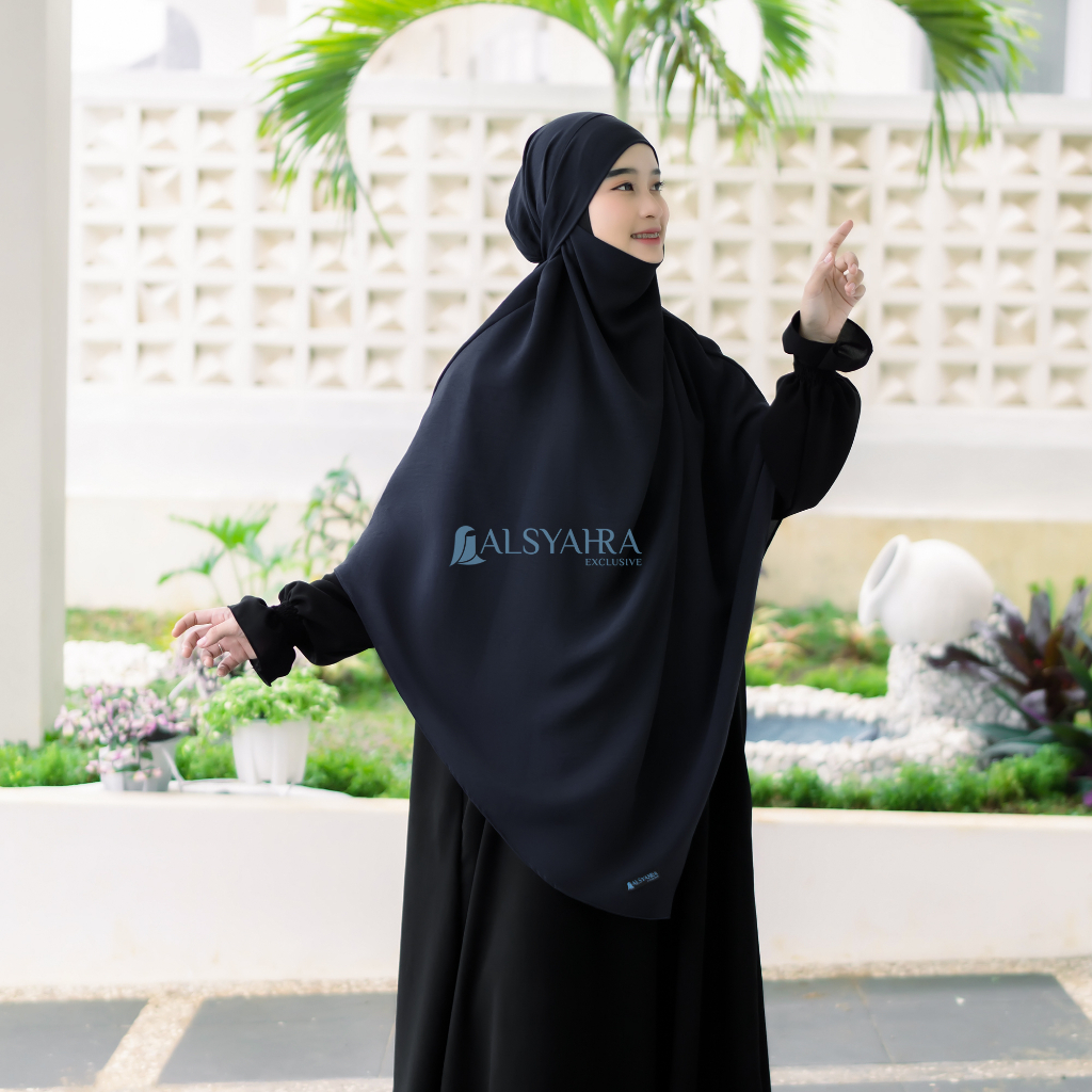 Alsyahra Exclusive - Khiban French Khimar Lancip V Ayumi Crinkle Airflow Premium Size XL