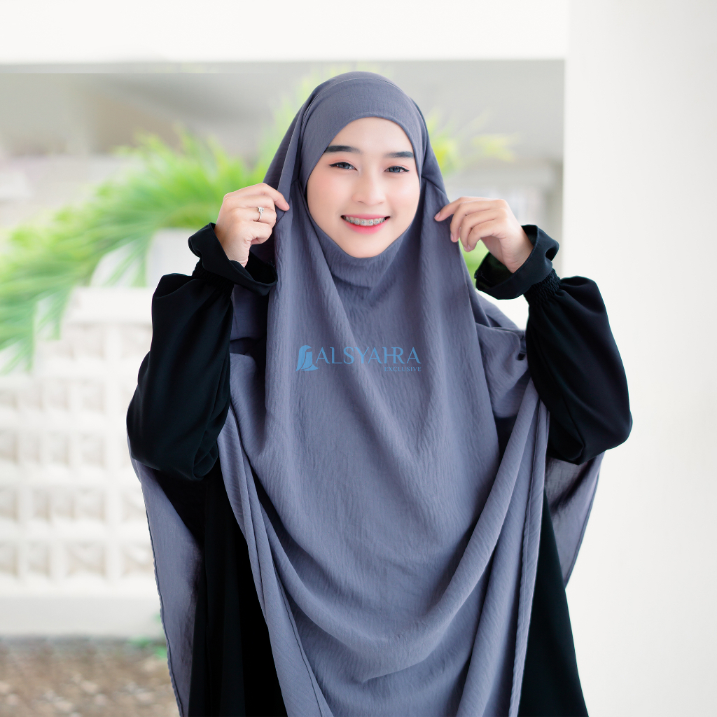 Alsyahra Exclusive - Khiban French Khimar Lancip V Ayumi Crinkle Airflow Premium Size XL