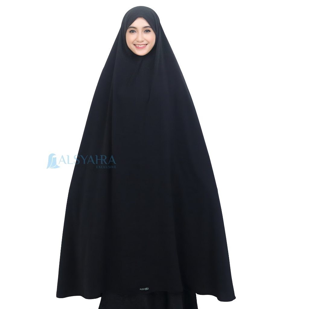 Alsyahra Exclusive - Set Long Khimar Like Mukena Haramain Non Pad Niqab Bandana WF Premium