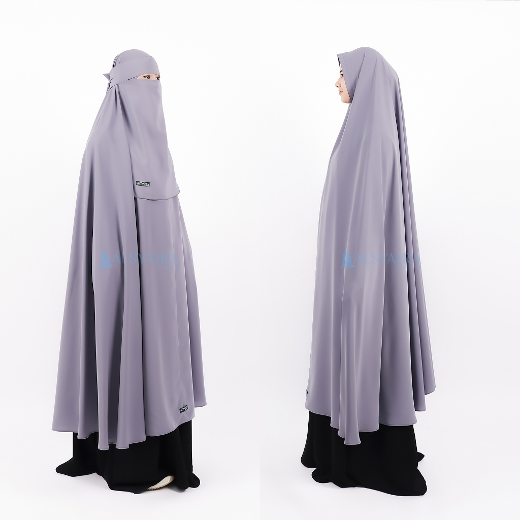 Alsyahra Exclusive - Set Long Khimar Like Mukena Haramain Non Pad Niqab Bandana WF Premium