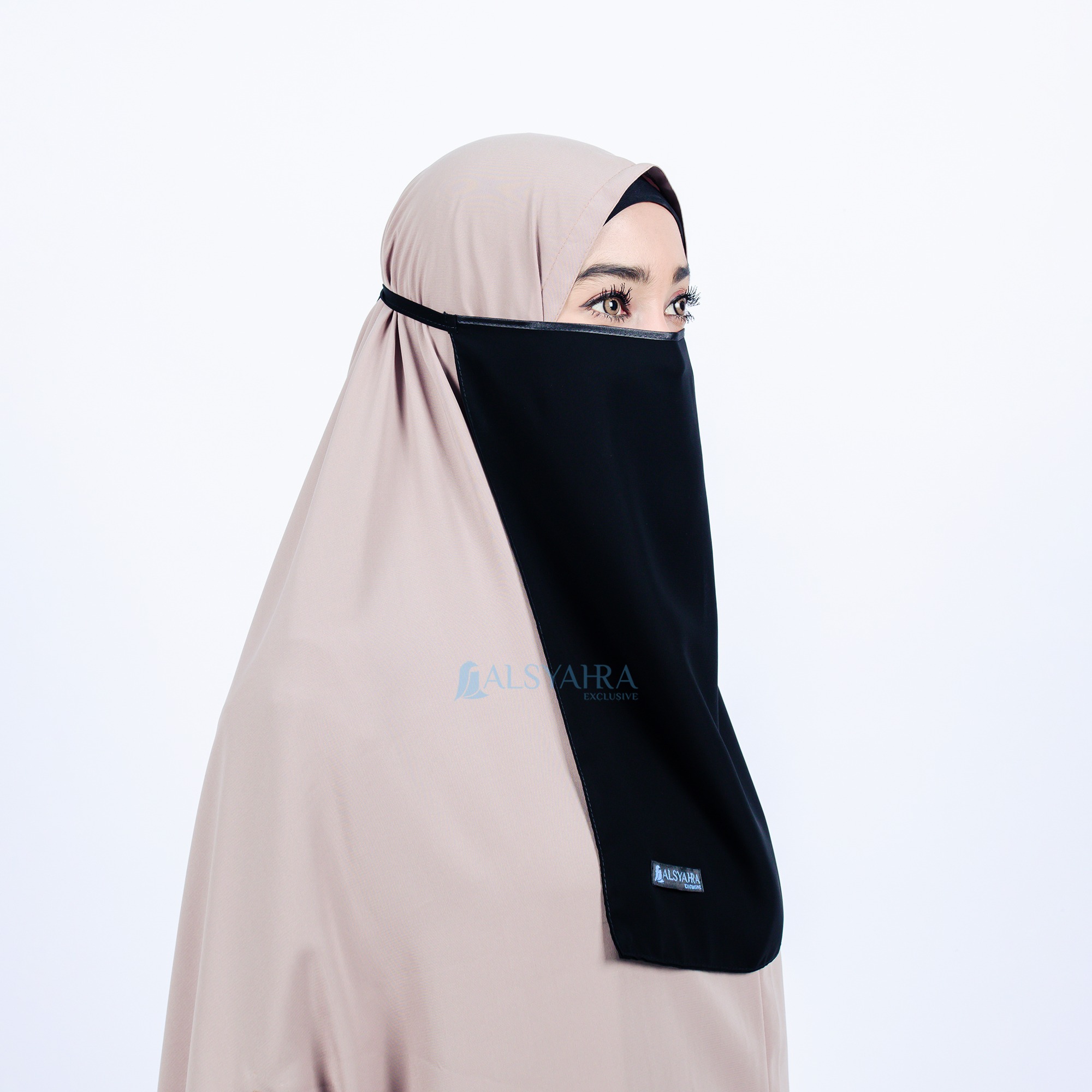Alsyahra Exclusive - Cadar Tali Nose Bisban Sifon Silk Jetblack Arab