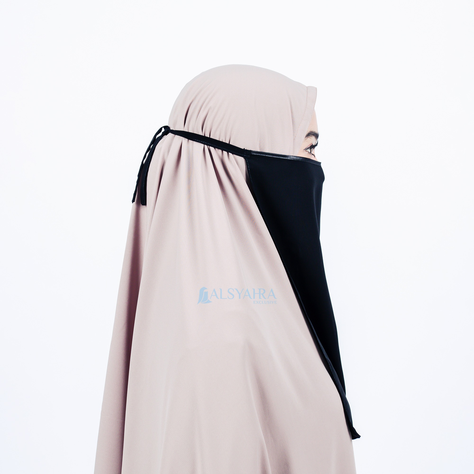 Alsyahra Exclusive - Cadar Tali Nose Bisban Sifon Silk Jetblack Arab