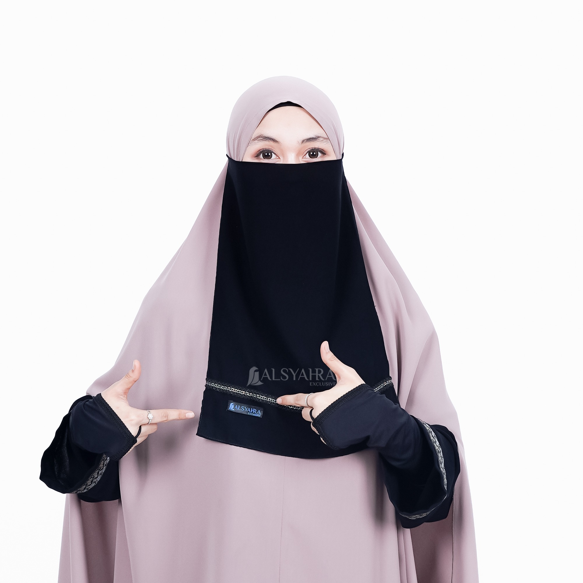 Alsyahra Exclusive - Cadar Tali Silsila Sifon Silk Jetblack Arab