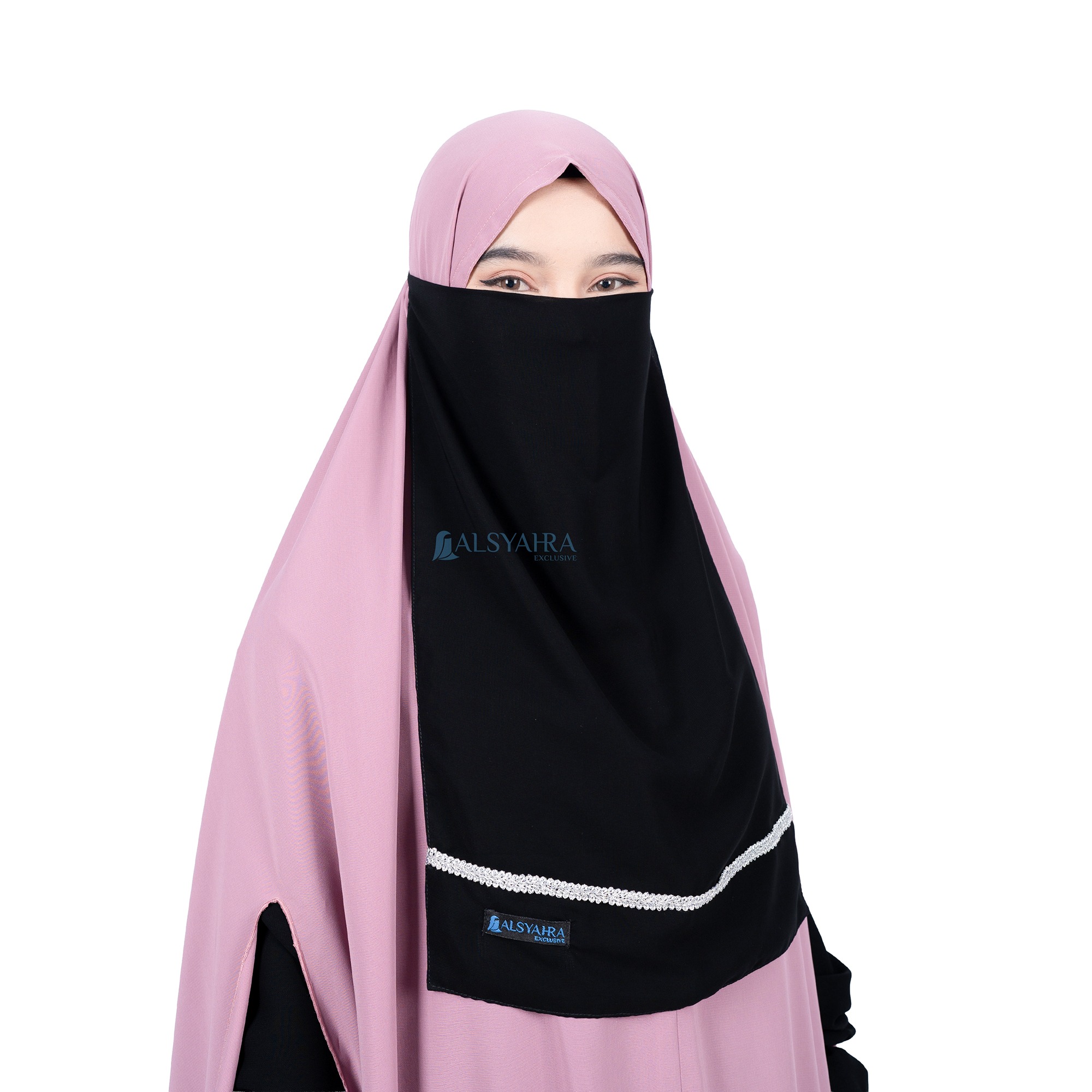 Alsyahra Exclusive - Cadar Karet Zahrah Sifon Silk Jetblack Arab