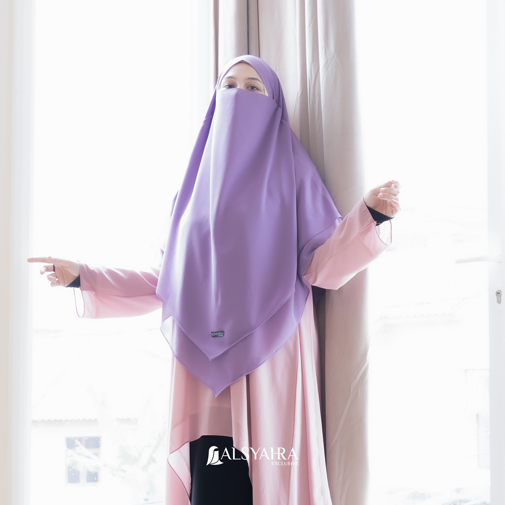 Alsyahra Exclusive - Khiban French Khimar Lancip V Ayumi Sifon Cerruti Premium Size L