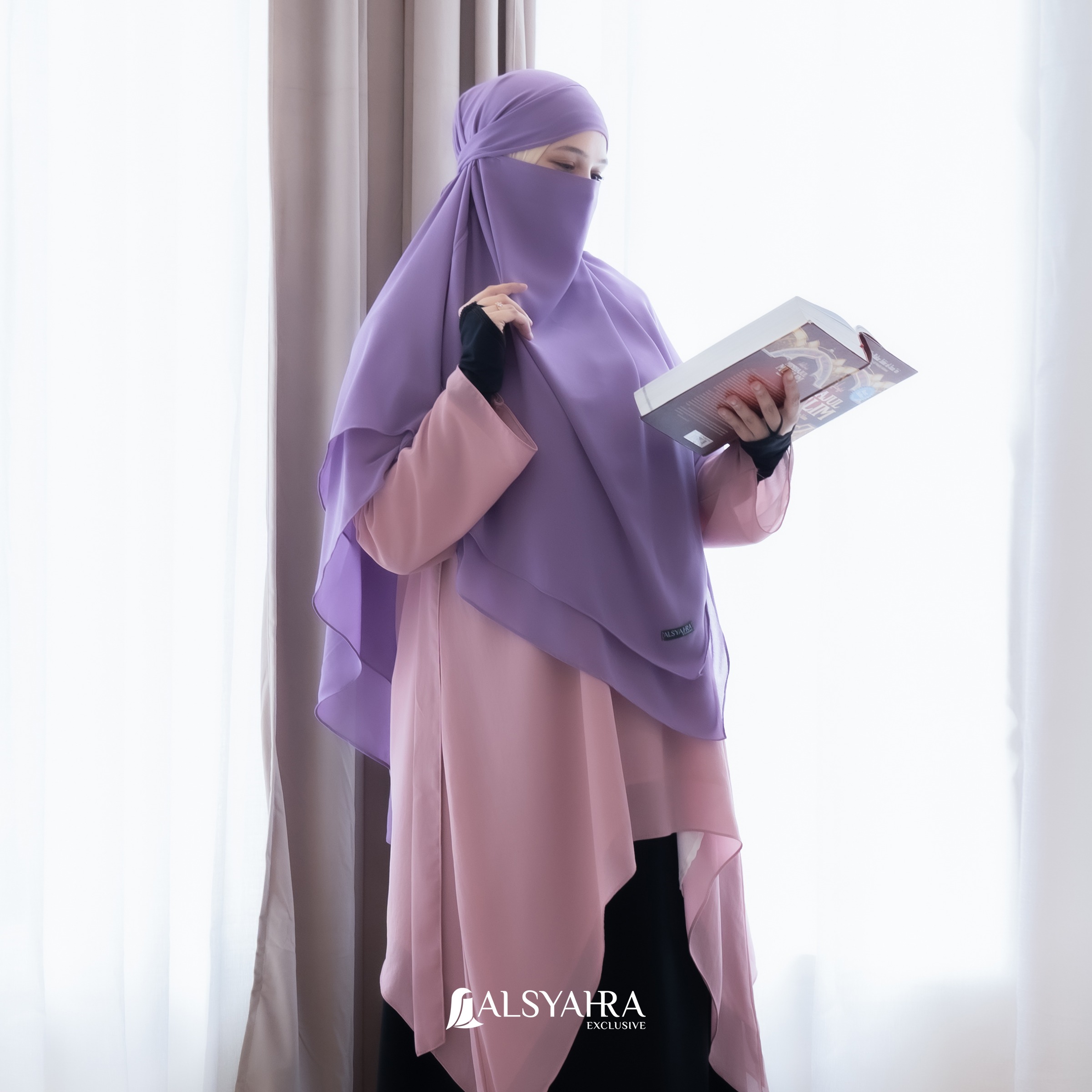 Alsyahra Exclusive - Khiban French Khimar Lancip V Ayumi Sifon Cerruti Premium Size L