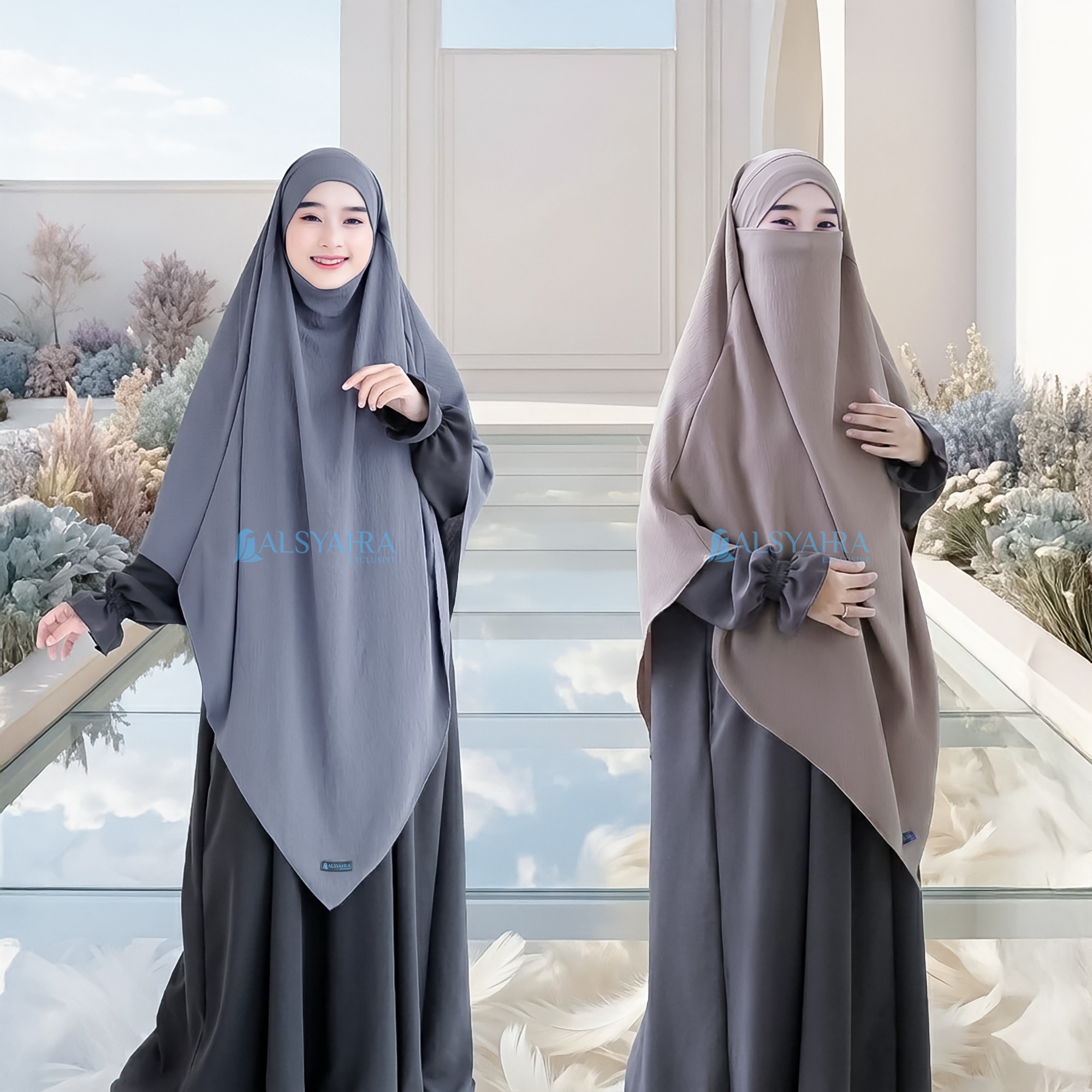 Alsyahra Exclusive - Khiban French Khimar Lancip V Ayumi Crinkle Airflow Premium Size XL