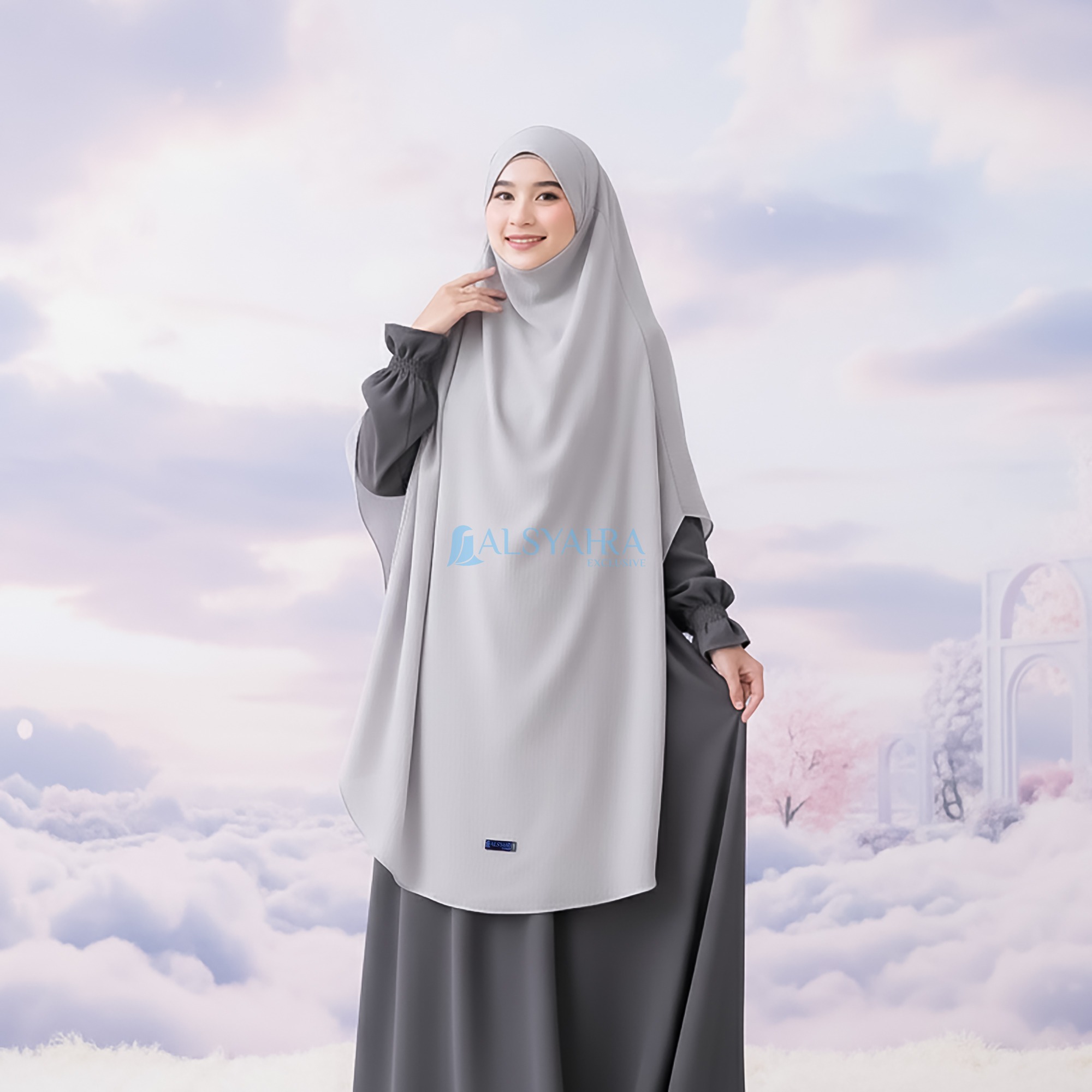 Alsyahra Exclusive - Khiban French Khimar Handless Fatimah Crinkle Airflow Premium Size XL