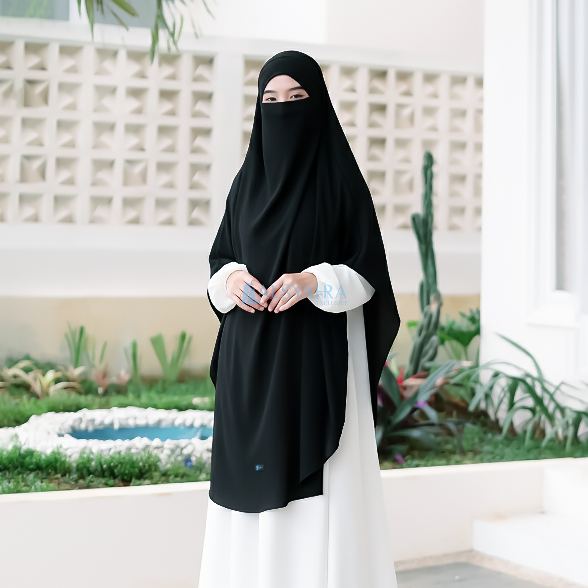Alsyahra Exclusive - Khiban French Khimar Handless Fatimah Crinkle Airflow Premium Size XL