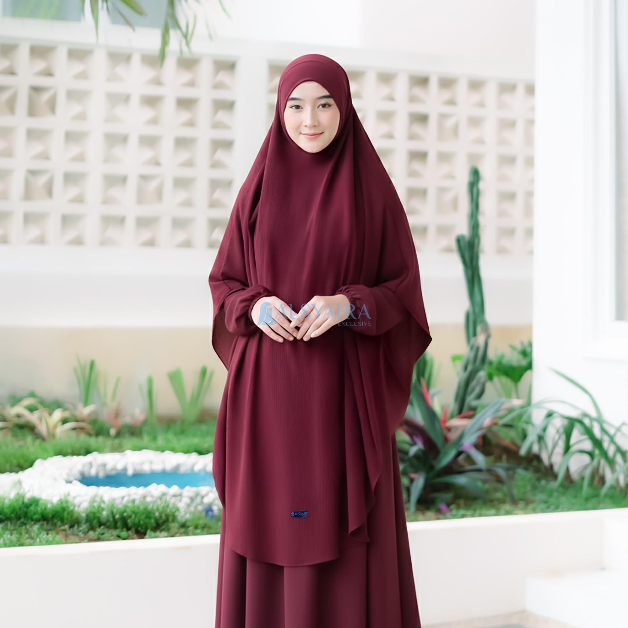 Alsyahra Exclusive - Khiban French Khimar Handless Fatimah Crinkle Airflow Premium Size XL