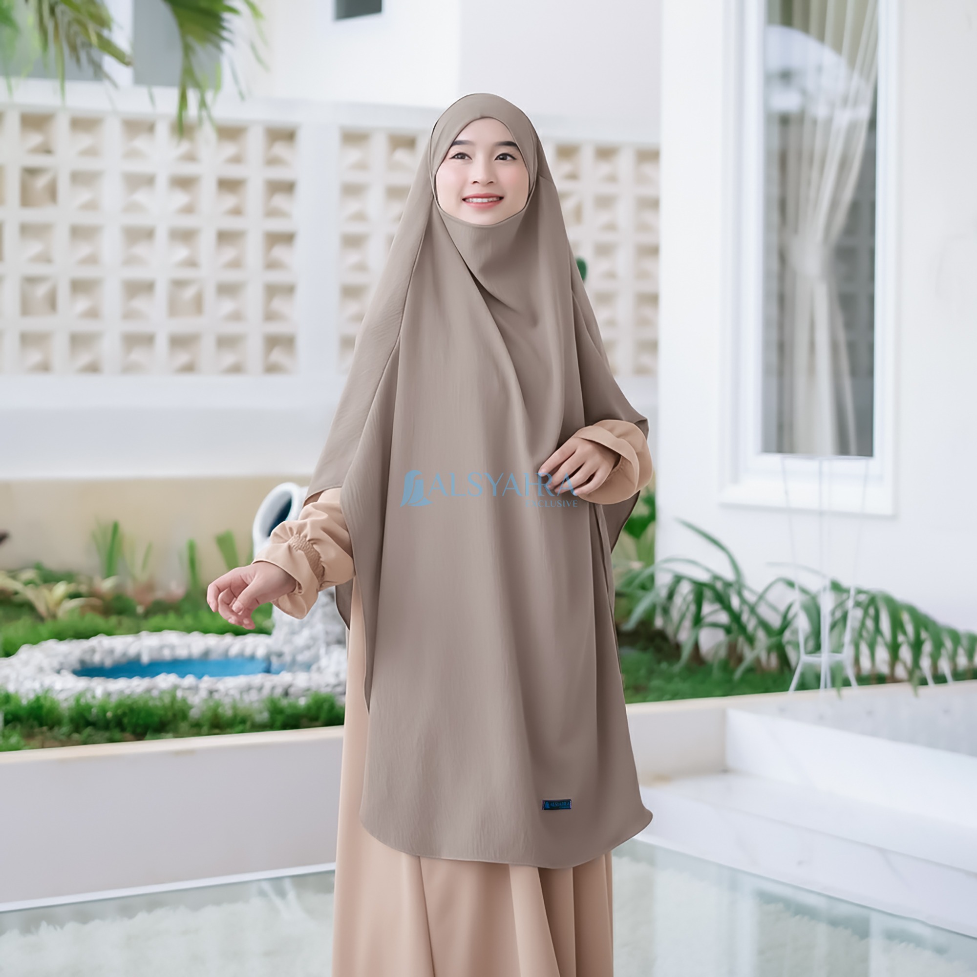 Alsyahra Exclusive - Khiban French Khimar Handless Fatimah Crinkle Airflow Premium Size XL