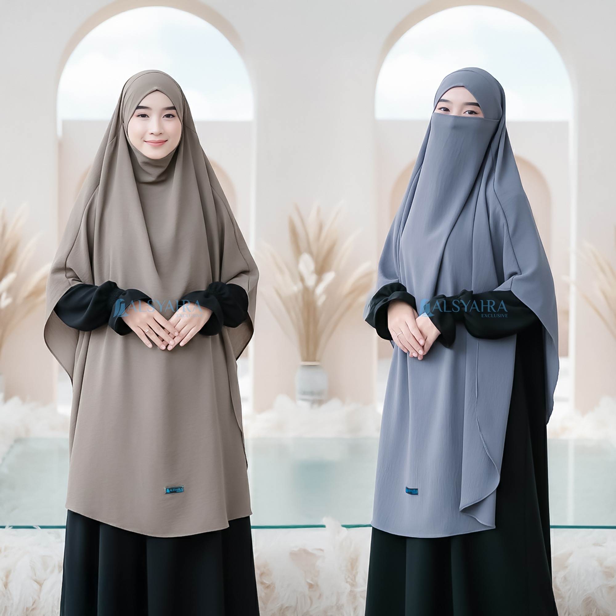 Alsyahra Exclusive - Khiban French Khimar Handless Fatimah Crinkle Airflow Premium Size XL