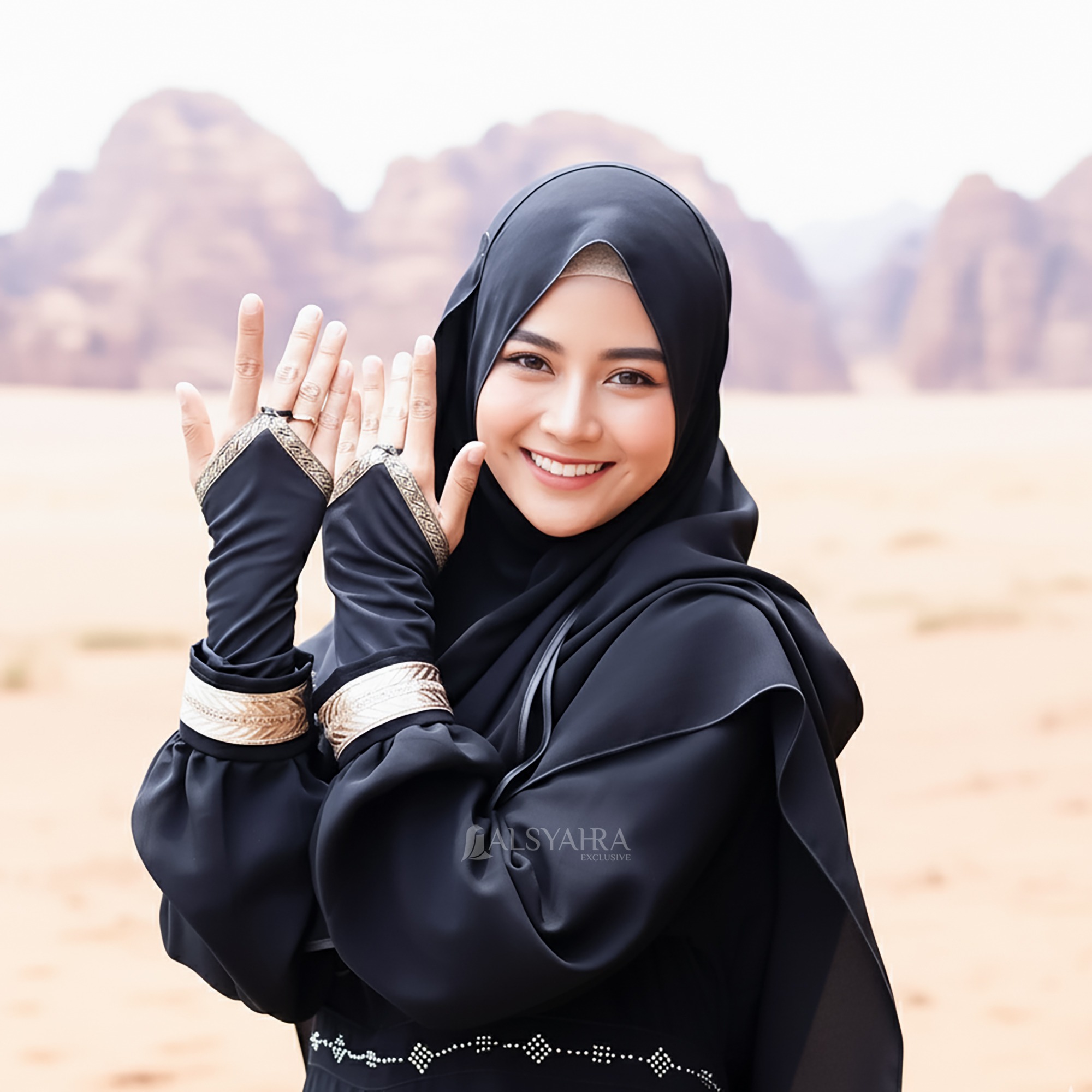 Alsyahra Exclusive - Handsock Cincin Manset Ring Motif Kiswah Single Stripe
