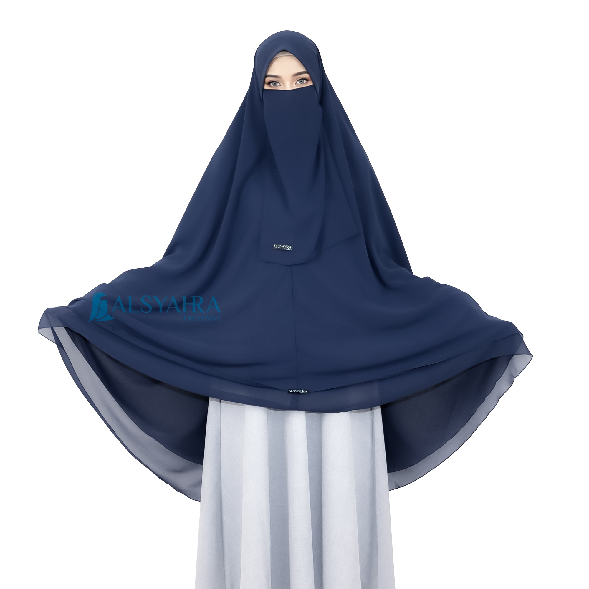 Alsyahra Exclusive - Set Khimar Syari PAD 2 Layer Cadar Sifon Cerruti Premium Size XXL