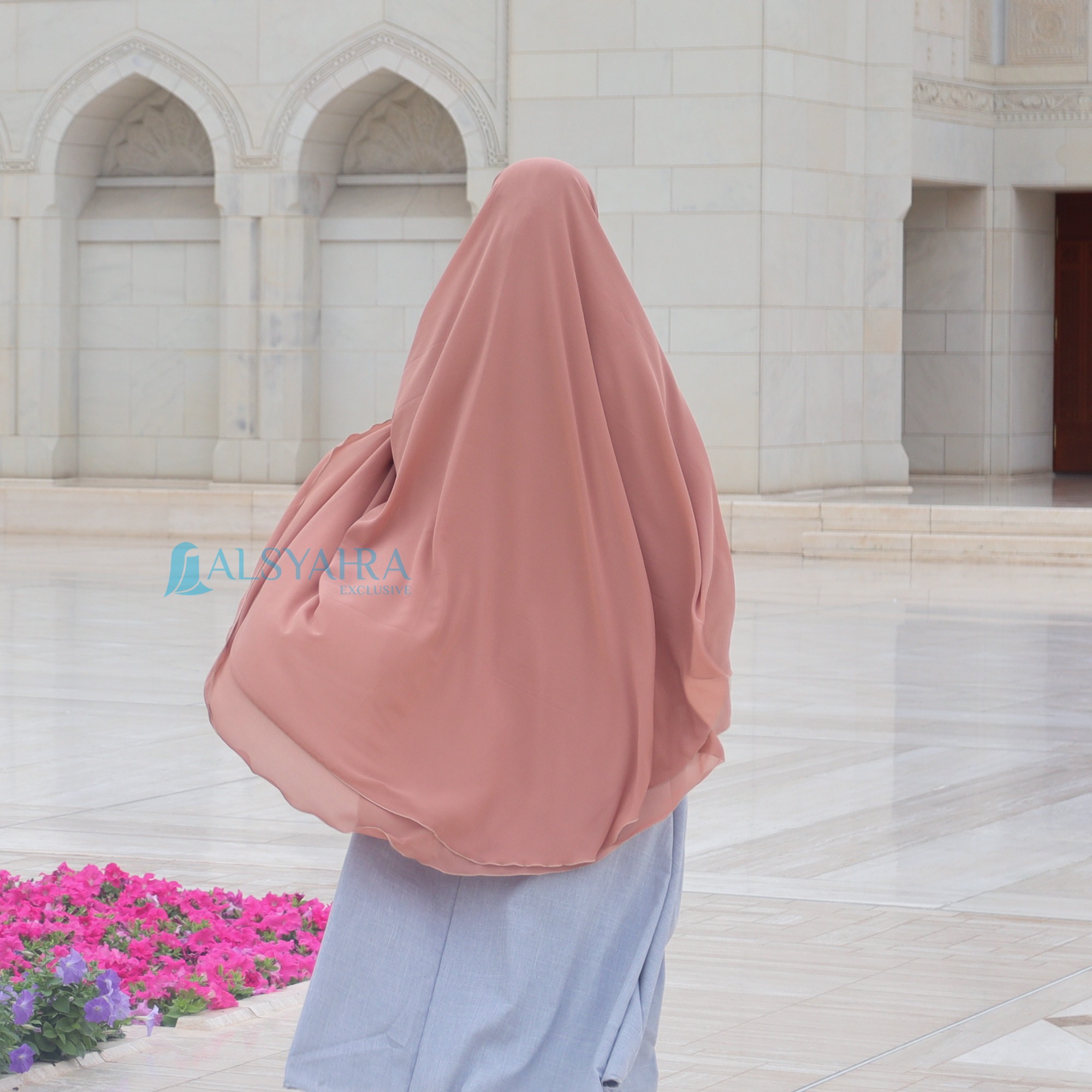 Alsyahra Exclusive - Set Khimar Syari PAD 2 Layer Cadar Sifon Cerruti Premium Size L