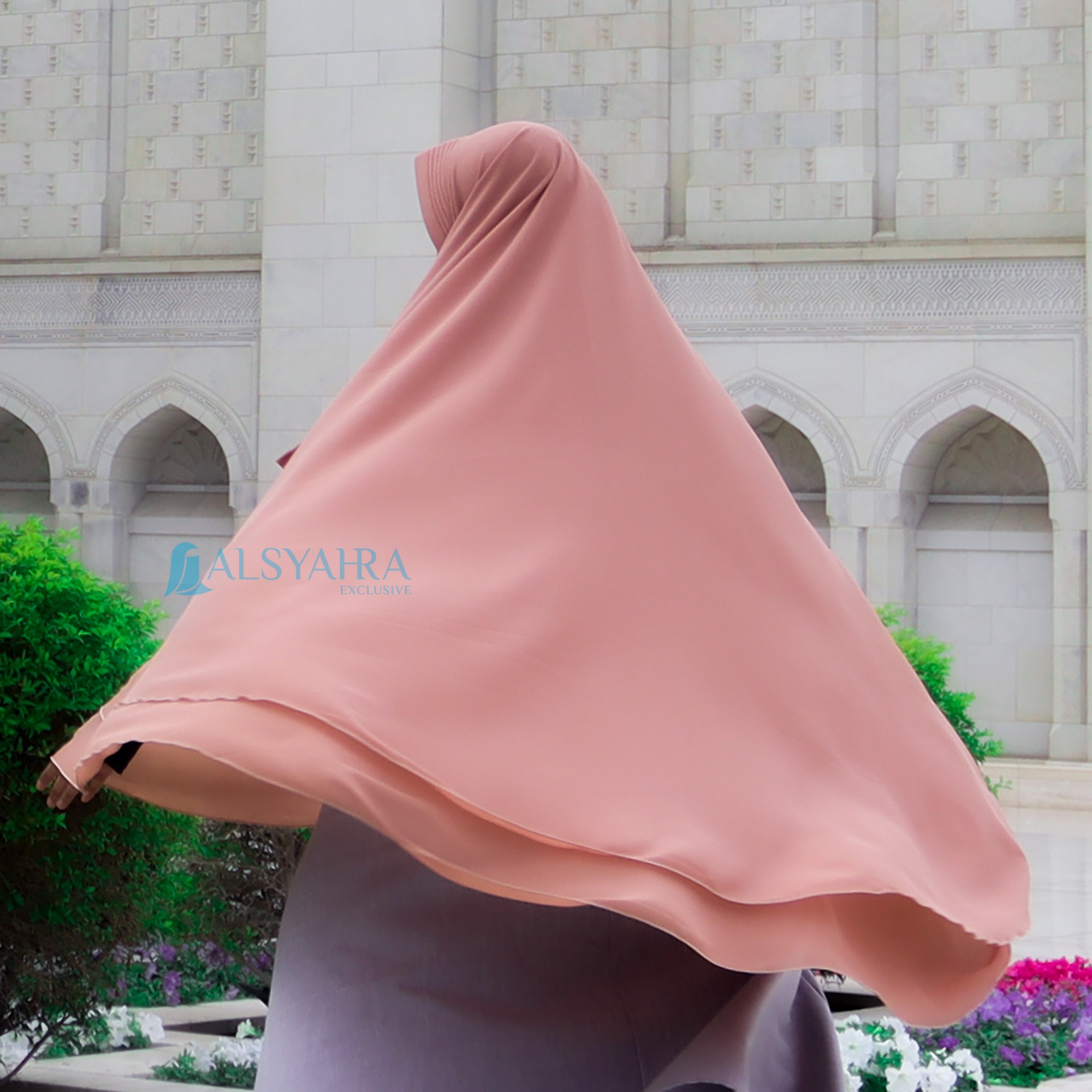 Alsyahra Exclusive - Set Khimar Syari PAD 2 Layer Cadar Sifon Cerruti Premium Size XL