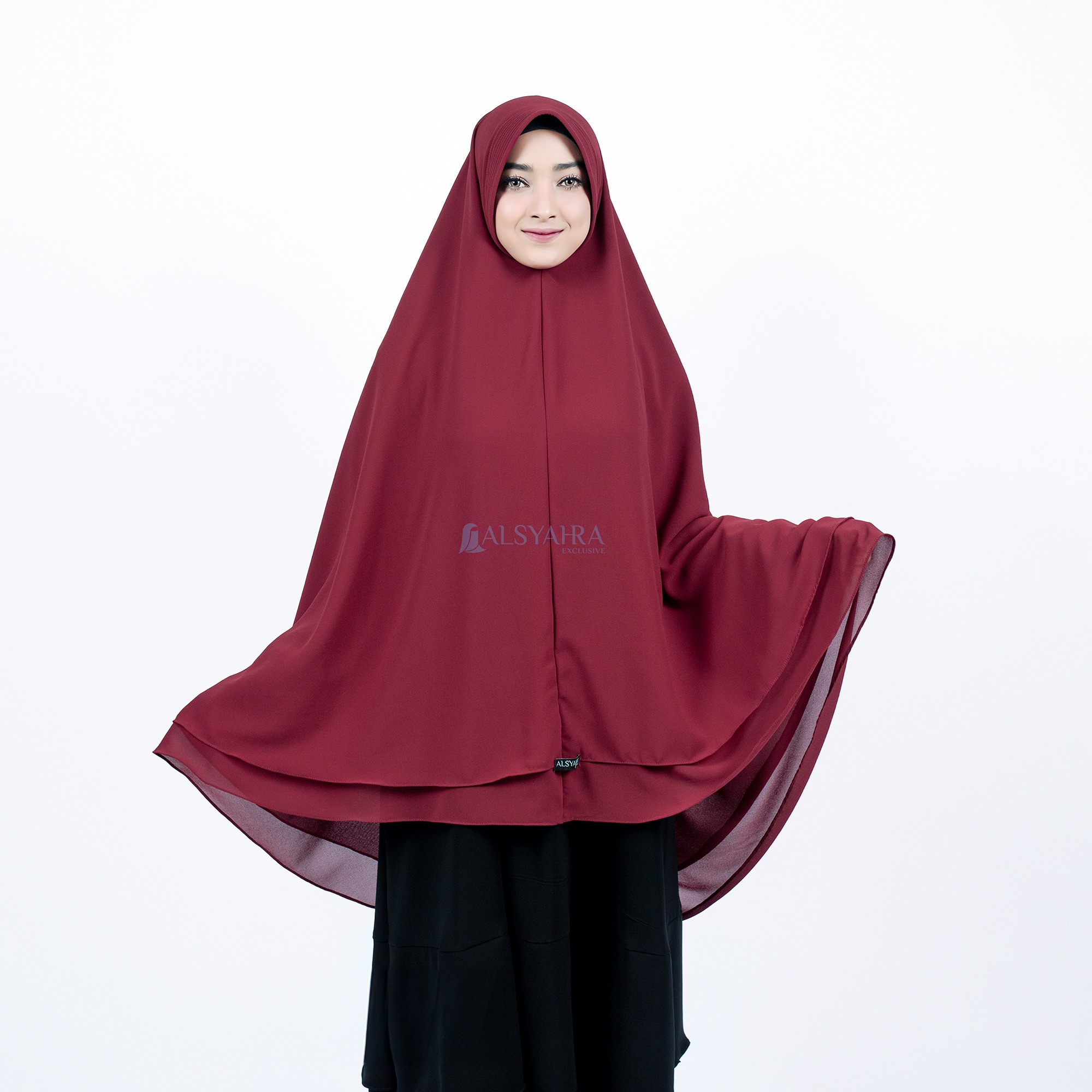 Alsyahra Exclusive - Set Khimar Syari PAD 2 Layer Cadar Sifon Cerruti Premium Size XL