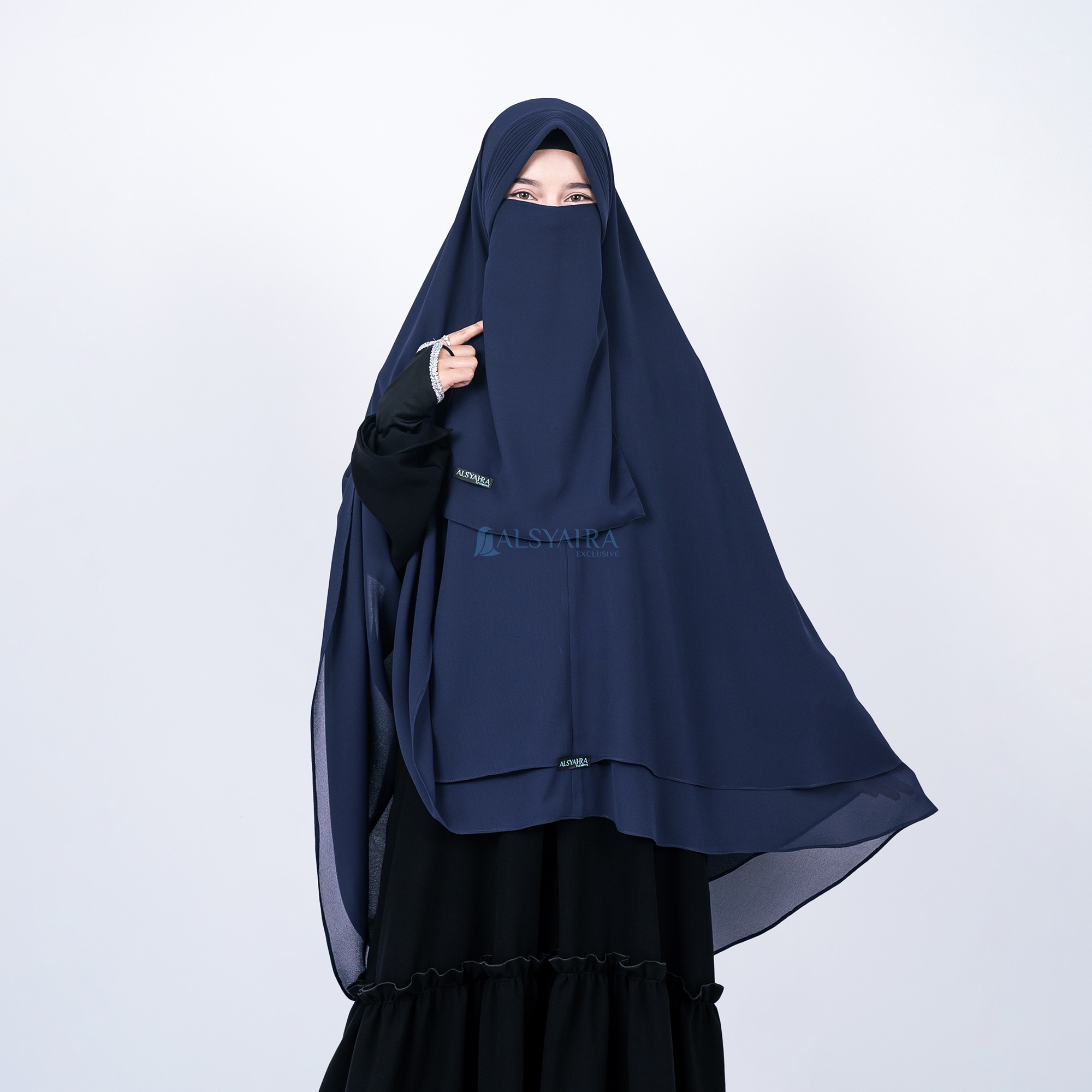 Alsyahra Exclusive - Set Khimar Syari PAD 2 Layer Cadar Sifon Cerruti Premium Size XL