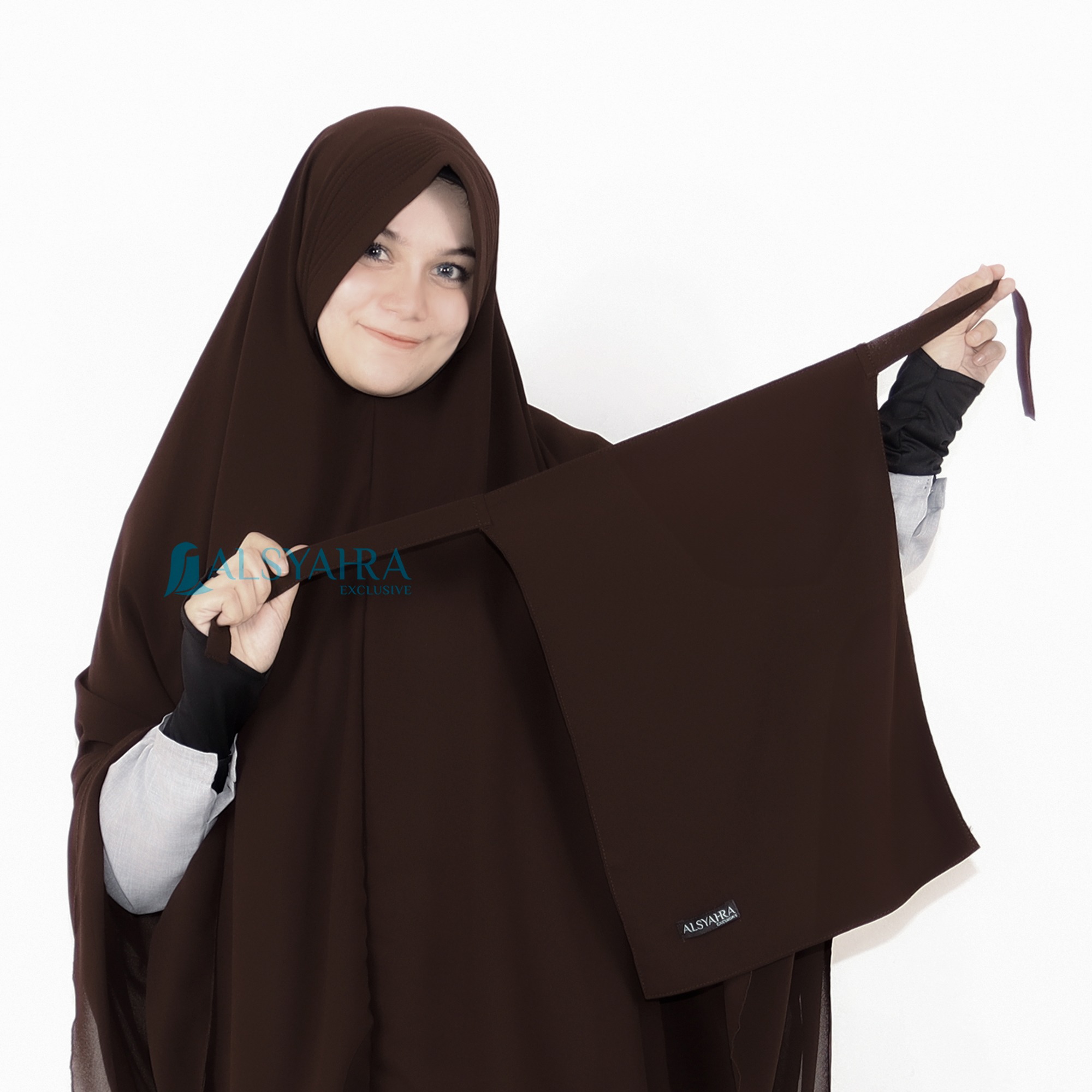 Alsyahra Exclusive - Set Khimar Syari PAD 2 Layer Cadar Sifon Cerruti Premium Size L