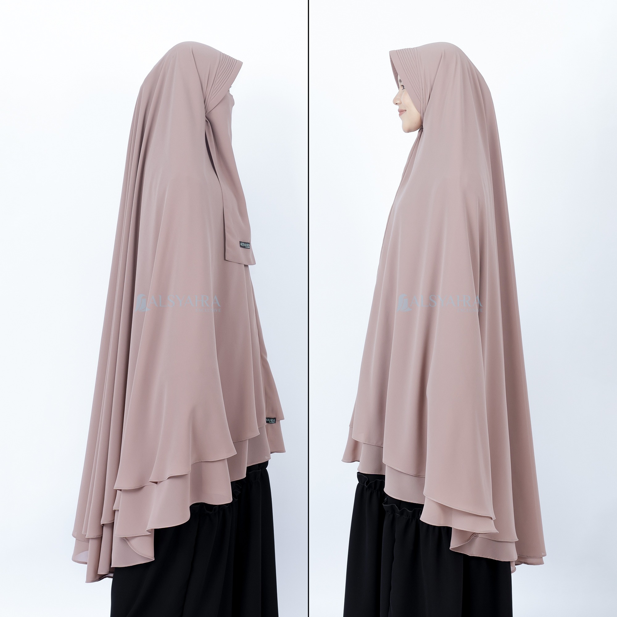 Alsyahra Exclusive - Set Khimar Syari PAD 2 Layer Cadar Sifon Cerruti Premium Size XXL