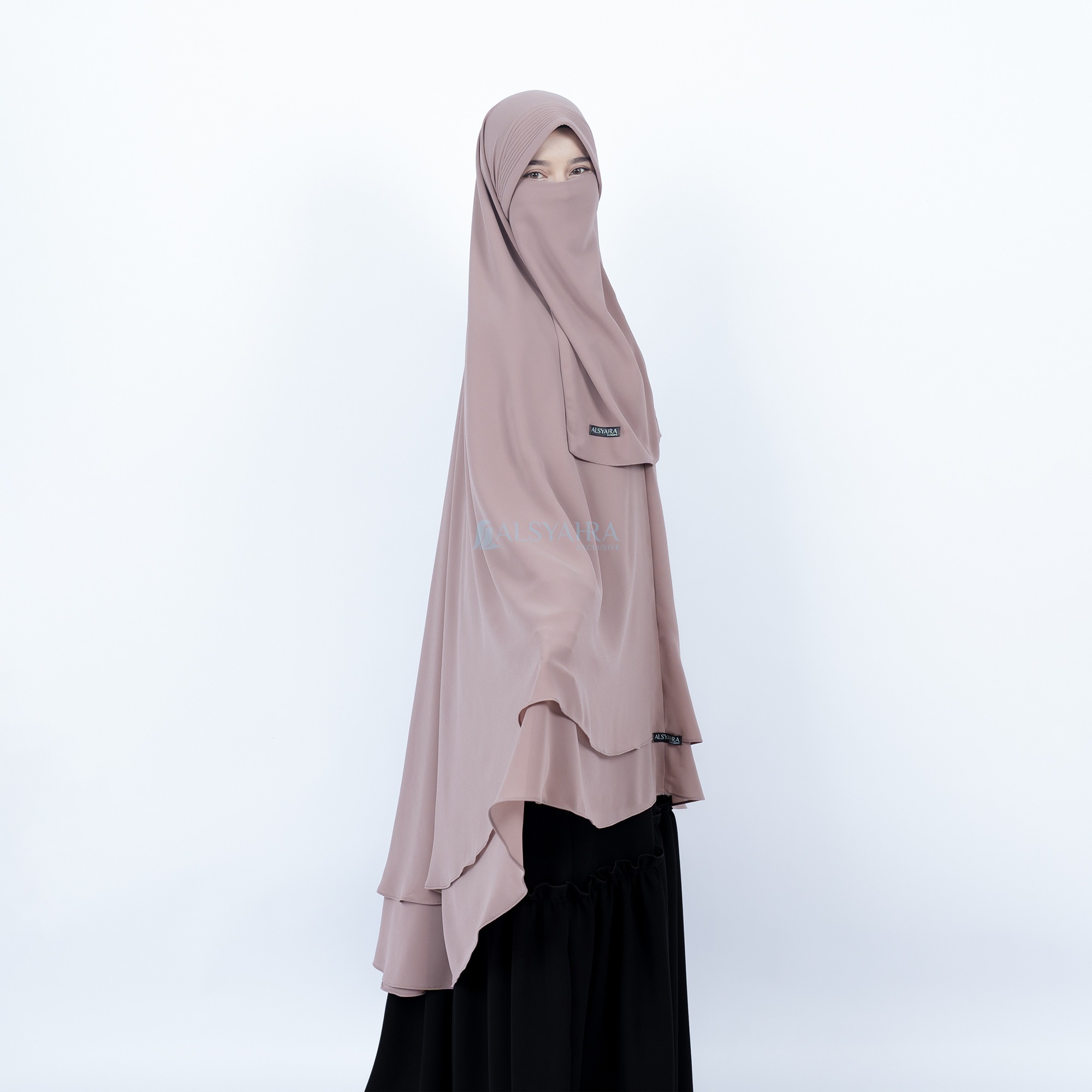Alsyahra Exclusive - Set Khimar Syari PAD 2 Layer Cadar Sifon Cerruti Premium Size XXL
