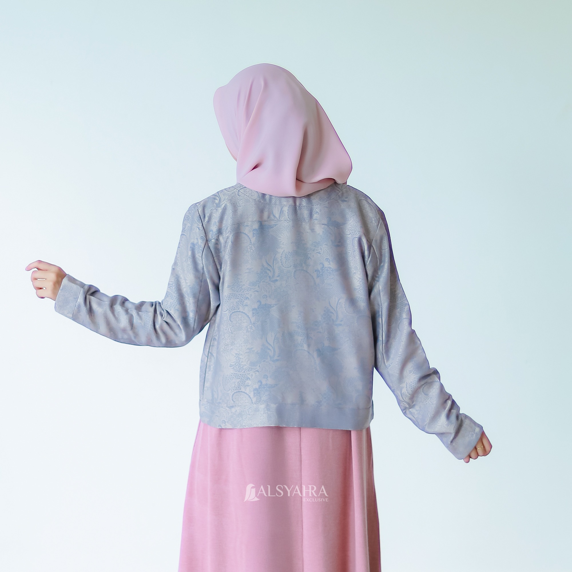 Alsyahra Exclusive - Blazer LaRicci Embossed Batik Outer Korean Style Premium Soft Denim