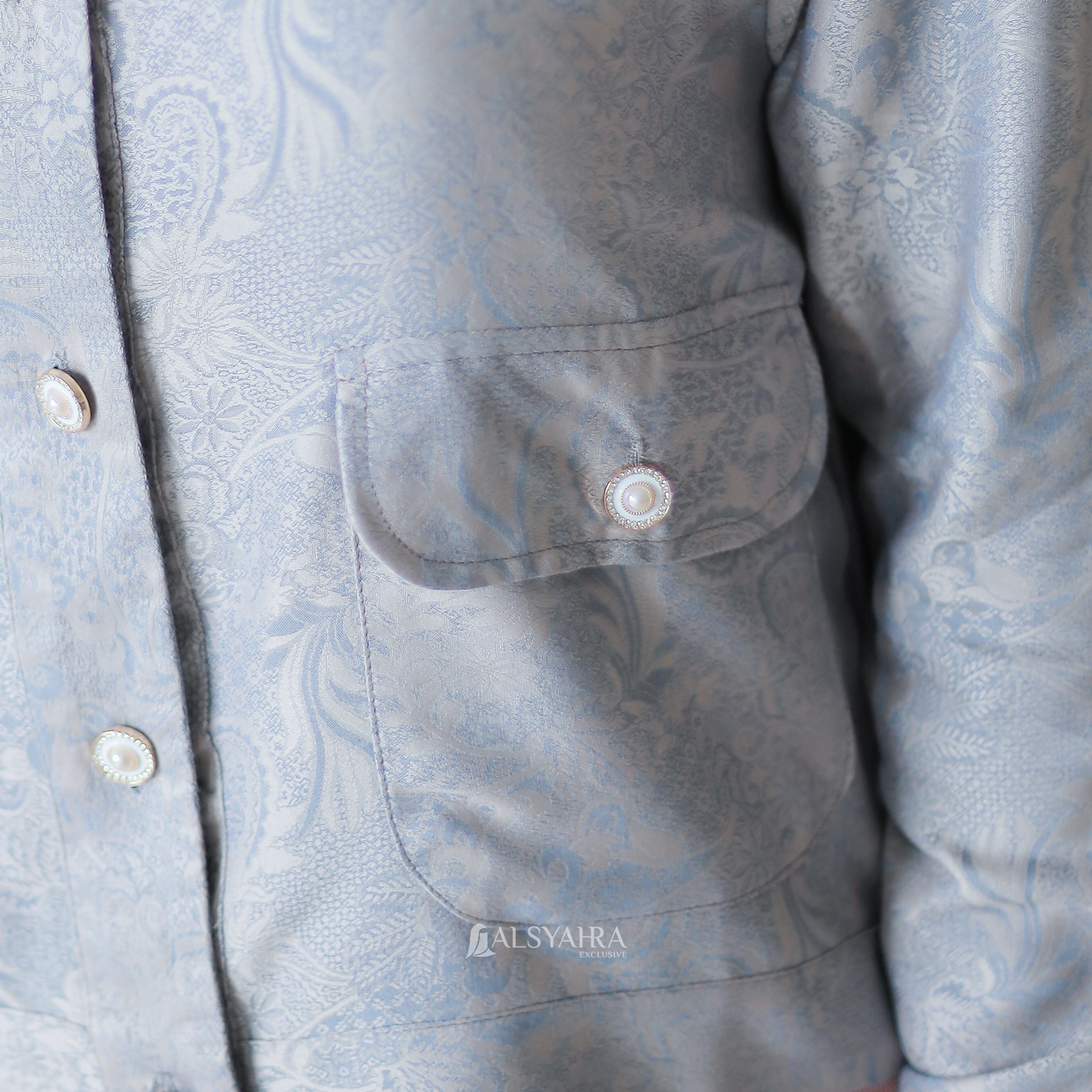 Alsyahra Exclusive - Blazer LaRicci Embossed Batik Outer Korean Style Premium Soft Denim