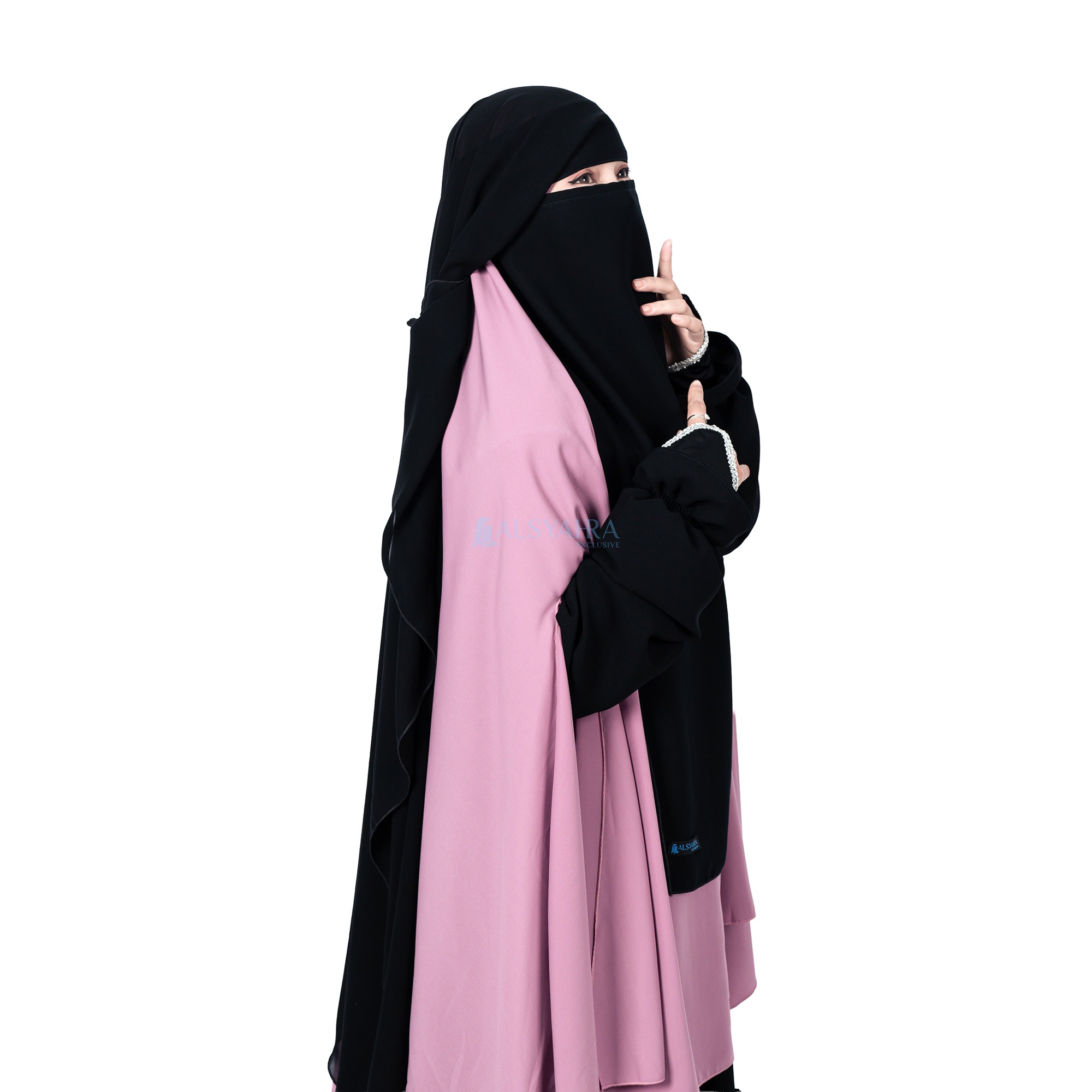 Alsyahra Exclusive - Long Niqab Haramain 2 Style Jetblack Arab