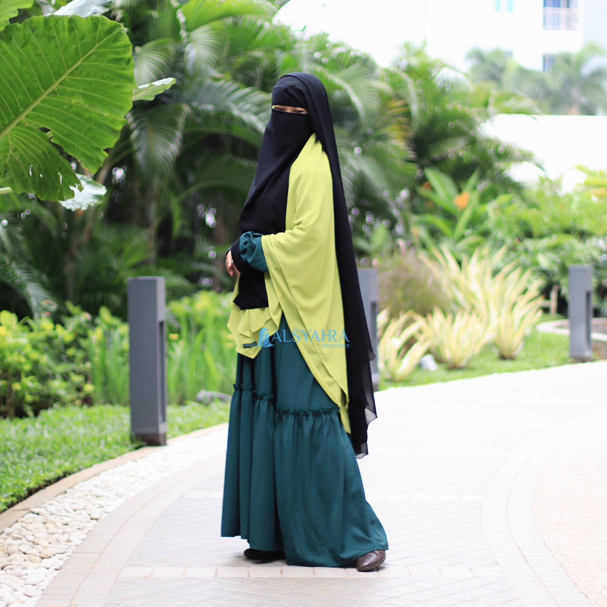 Alsyahra Exclusive - Long Niqab Haramain 2 Style Jetblack Arab