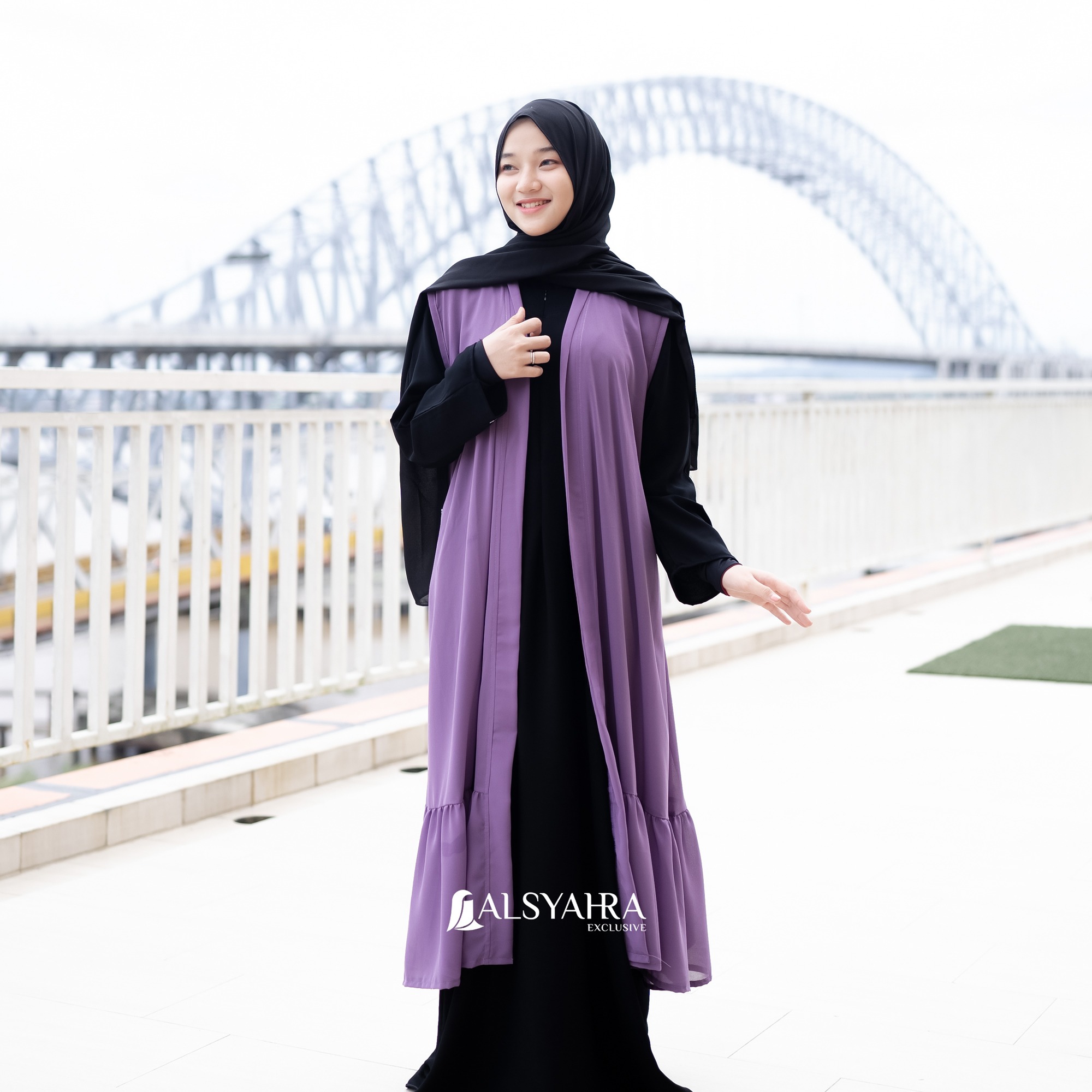 Alsyahra Exclusive - Long Outer Syari Cardigan Wrinkle Ajniha Sifon Cerutti Permium
